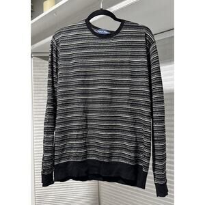 Polo Golf Ralph Lauren Men L Crew Sweater 100% Merino Wool Italian Thread Black